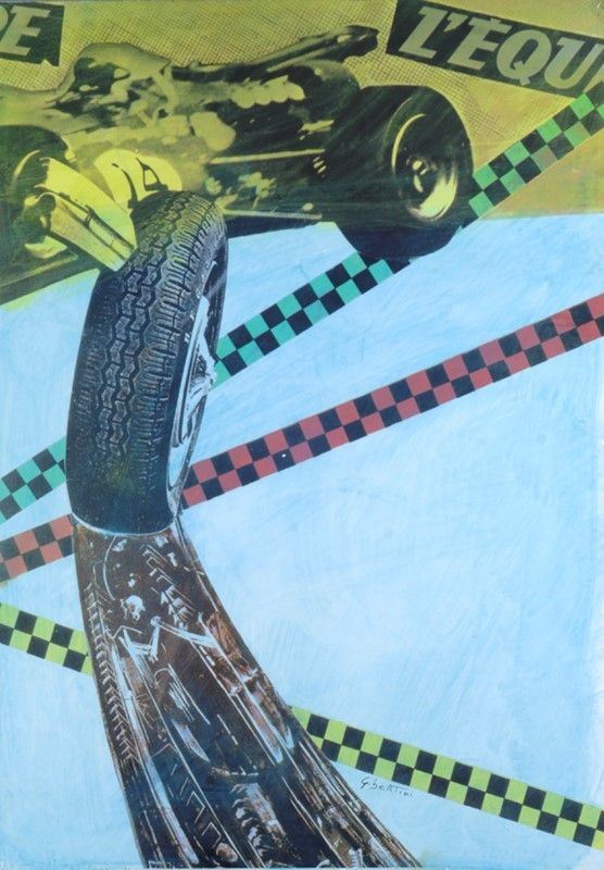 Gianni Bertini : Seguite quella ruota  (1967-99)  - Retuchè su carta riportata su tavola - Auction Arte moderna e contemporanea - Galleria Pananti Casa d'Aste
