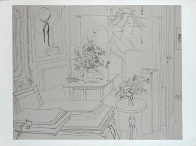 Interno con Stampa Giapponese