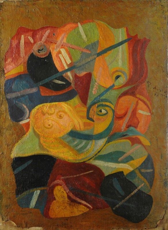 Anonimo, XX sec. : Astratto  (1977)  - Olio su tela riportata su tavola - Auction Autori dell'800-900, Arte moderna e contemporanea - I - Galleria Pananti Casa d'Aste