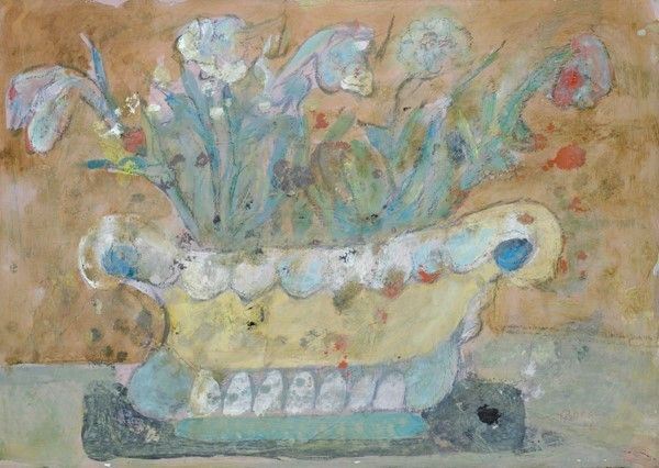 Anonimo, XX sec. : Cesto di fiori  (1976)  - Olio su faesite - Asta Autori dell'800-900, Arte moderna e contemporanea - I - Galleria Pananti Casa d'Aste