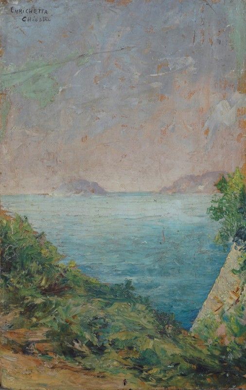 Enrichetta Chiostri : Marina  - Olio su tavola - Auction Autori dell'800-900, Arte moderna e contemporanea - I - Galleria Pananti Casa d'Aste