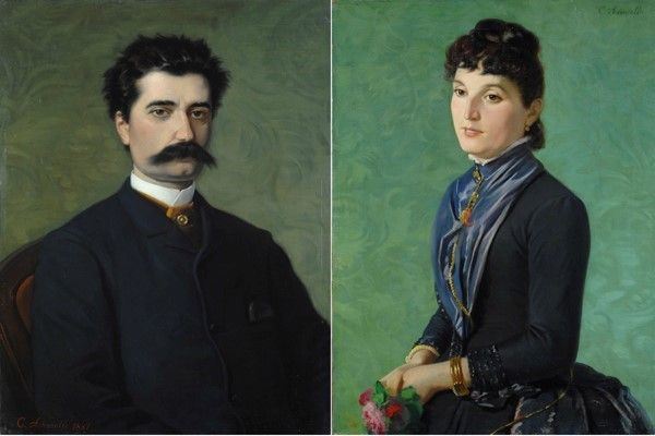 Luigi Ademollo - Ritratto di Signora; Ritratto di Uomo