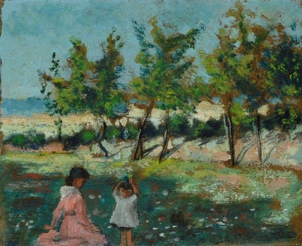 Giuseppe Graziosi - Paesaggio con bambini