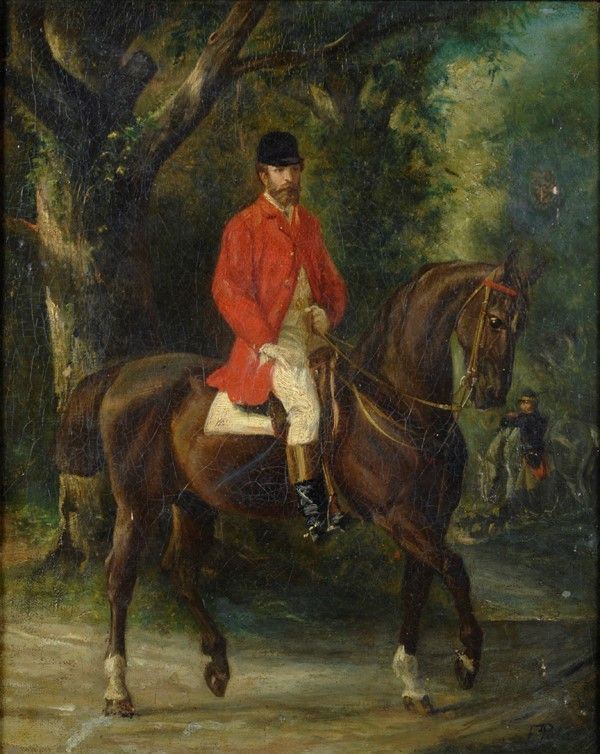Attr. a Filippo Palizzi - Cavallo e cavaliere