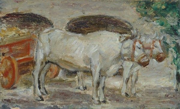 Cesare Ciani : Buoi  - Olio su tavola - Auction Autori del XIX e XX sec. - I - Galleria Pananti Casa d'Aste