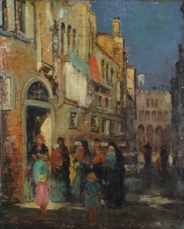 Beppe Ciardi : Vita a Venezia  - Olio su tela - Asta Autori del XIX e XX sec. - I - Galleria Pananti Casa d'Aste