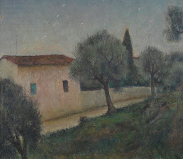 Giulio Marchetti : Paesaggio lucchese  ((1943))  - Olio su tela - Asta Autori dell'800-900, Arte moderna e contemporanea - I - Galleria Pananti Casa d'Aste