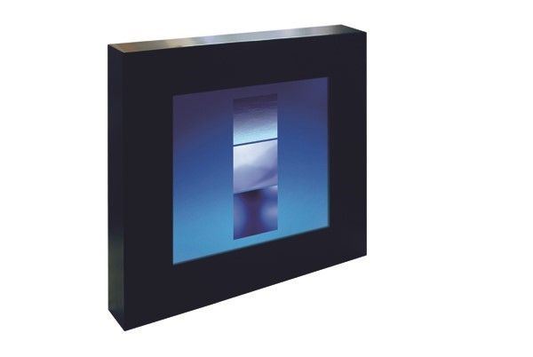 Giulio De Mitri : Cielo-mare  (2010)  - TecnoLight-box, betulla, smalto opaco blu, lampada, corpi illuminati, metacrilato - Auction Arte di ricerca per la ricerca - Galleria Pananti Casa d'Aste