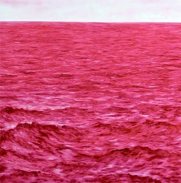 Abel Herrero : Paesaggio n. 17 (Magenta con moto)  (2015)  - Olio su tela - Asta Arte di ricerca per la ricerca - Galleria Pananti Casa d'Aste