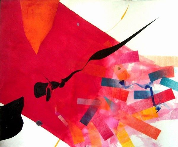 Daniele Lombardi : Grande variazione sul rosso  (2012)  - Tecnica mista su cartone - Asta Arte di ricerca per la ricerca - Galleria Pananti Casa d'Aste