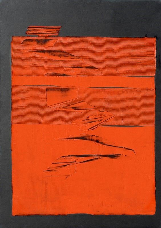Bruno Marcucci : Iceberg  (2014)  - Acrilico, tempera al silicone, rosso ossido su tela - Asta Arte di ricerca per la ricerca - Galleria Pananti Casa d'Aste