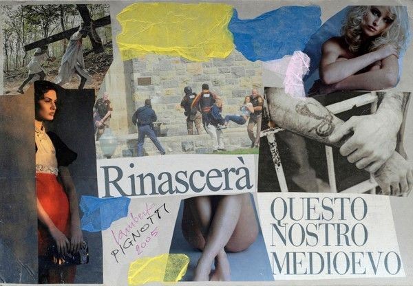 Lamberto Pignotti : Rinascerà questo nostro medio evo  (2005)  - Collage - Asta Arte di ricerca per la ricerca - Galleria Pananti Casa d'Aste