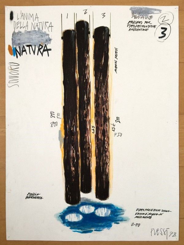 Fabrizio Plessi : L'anima della natura  (1998)  - Tempera e tecnica mista su carta - Auction Arte di ricerca per la ricerca - Galleria Pananti Casa d'Aste
