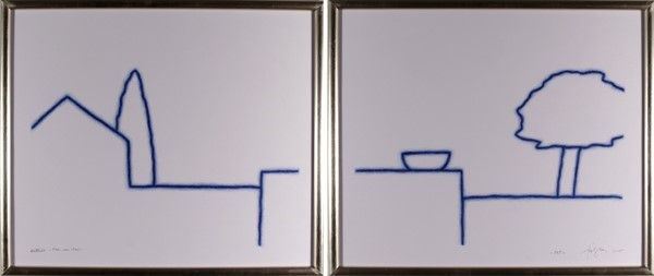 Tino Stefanoni : Disegno 544 / Disegno 545; Due elementi indivisibili  (2015)  - Pastelli su cartoncino bianco - Asta Arte di ricerca per la ricerca - Galleria Pananti Casa d'Aste