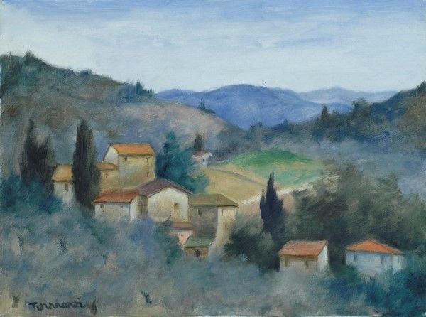 Nino Tirinnanzi : Paesaggio con case  - Olio su tela - Auction Autori dell'800-900, Arte moderna e contemporanea - I - Galleria Pananti Casa d'Aste