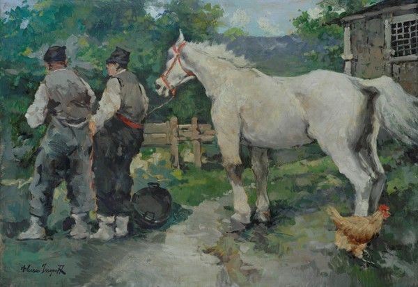 Alessio Issupoff - Contadini con cavallo bianco