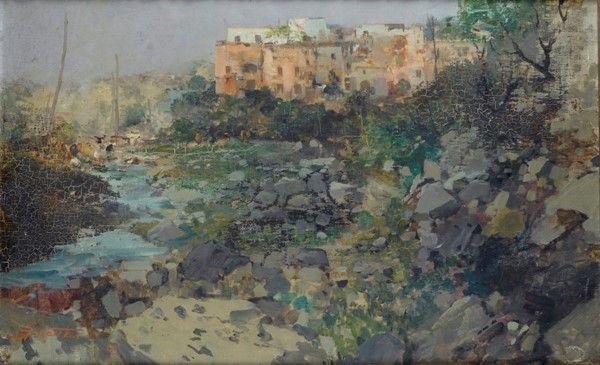 Ezelino Briante - Paesaggio con torrente