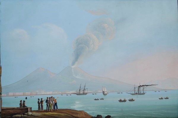 Anonimo, XIX sec. - Veduta del Golfo di Napoli con il Vesuvio