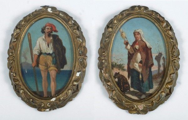 Giulio Carmignani - Pescatore napoletano; Costume sardo