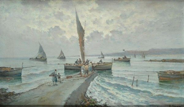 Radames Scoppa - Marina con pescatori
