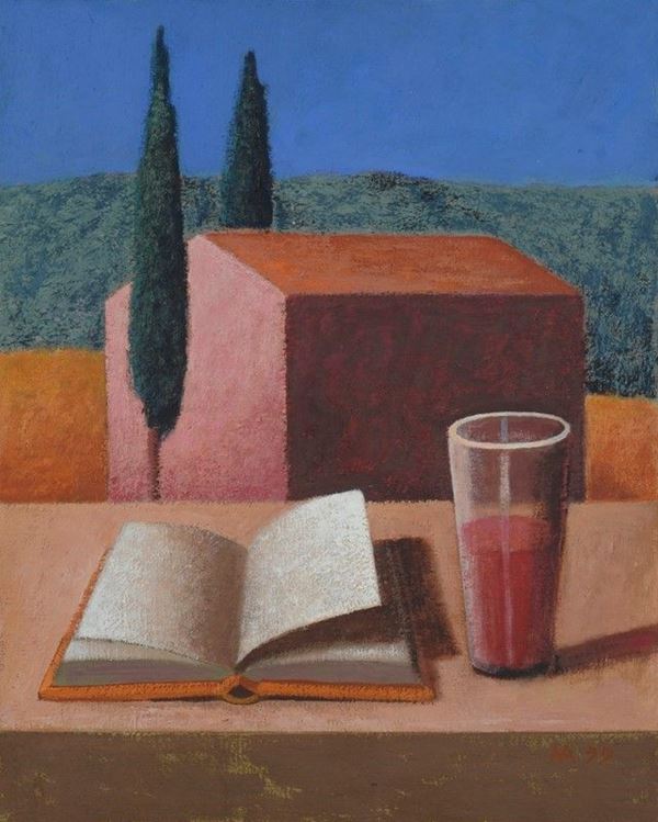 Albert Hermann : Buch, glas, haus  (1999)  - Olio su tela - Asta AUTORI DEL XIX E XX SEC, ARTE MODERNA E CONTEMPORANEA - Galleria Pananti Casa d'Aste