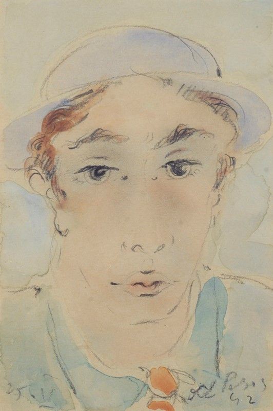Filippo de Pisis : Ritratto di giovinetto  (1942)  - Acquerello su carta - Asta Autori del XIX e XX sec. - I - Galleria Pananti Casa d'Aste