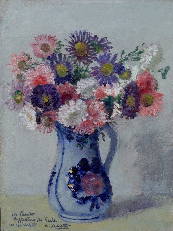 Alberto Salietti : Vaso con fiori  - Olio su tela - Asta Autori del XIX e XX sec. - I - Galleria Pananti Casa d'Aste