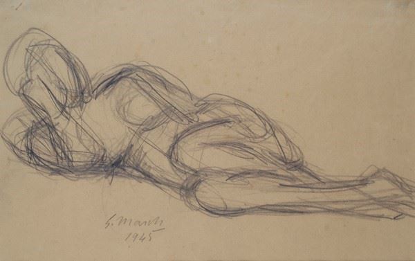 Giovanni March : Nudo disteso  (1945)  - Matita su carta - Auction DISEGNI DAL XIX AL XX SEC - Galleria Pananti Casa d'Aste