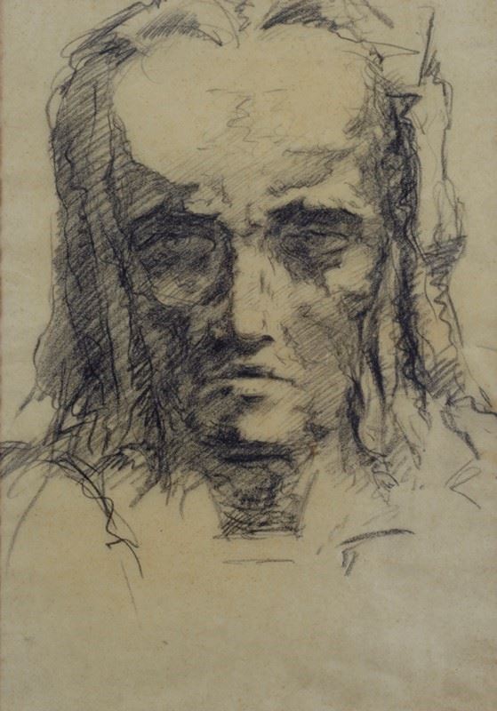 Seve Sospizio : Portrait  - Pencil on paper - Auction MODERN ART - Galleria Pananti Casa d'Aste