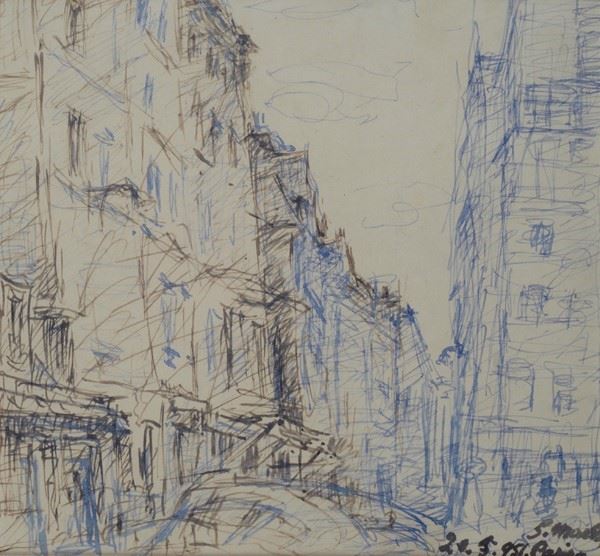 Giovanni March : Parigi  (1951)  - Tecnia mista - Asta AUTORI DEL XIX E XX SEC - Galleria Pananti Casa d'Aste
