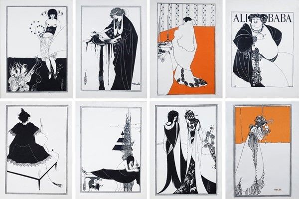 Otto stampe da Aubrey Beardsley, mm. 490x650