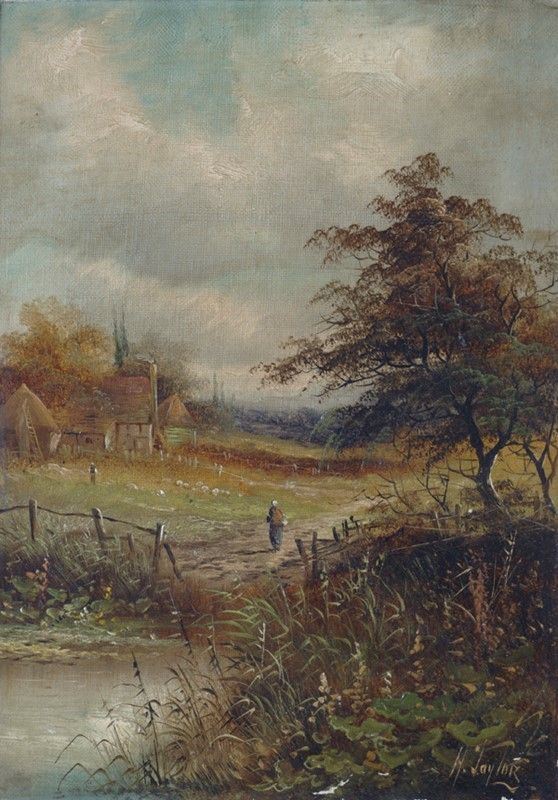 H. Taylor - Paesaggio Campestre con Figure