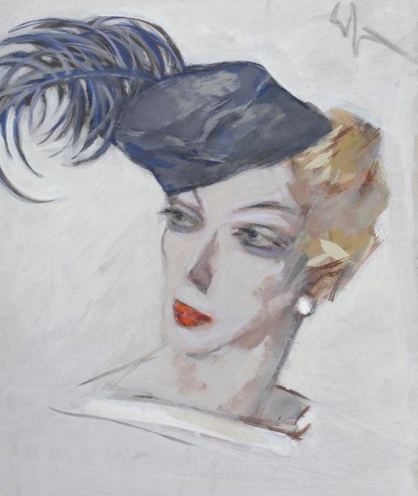 Enrico Sacchetti : Volto di donna con cappellino  - Tempera su carta - Auction Autori del XIX e XX sec. - I - Galleria Pananti Casa d'Aste