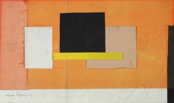 Mauro Reggiani : Composizione  - Collage di cartoncini - Asta Autori del XIX e XX sec. - I - Galleria Pananti Casa d'Aste