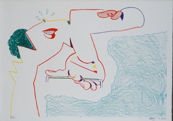 Valerio Adami : Senza titolo  (1964)  - Litografia - Auction Grafica ed edizioni - Galleria Pananti Casa d'Aste