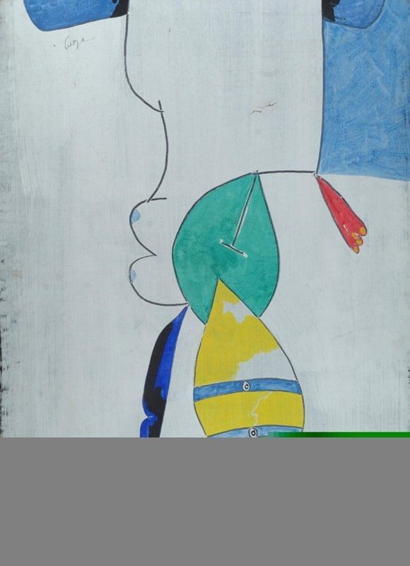 Gianni Dova : Ritratto  (1958)  - Tempera su carta riportata su tela - Asta Autori del XIX e XX sec. - I - Galleria Pananti Casa d'Aste