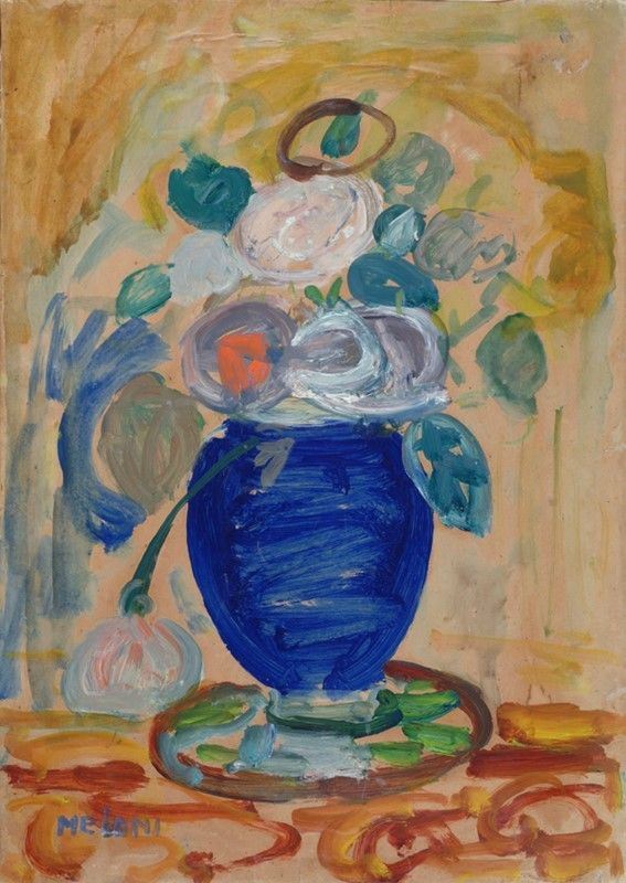 Gino Meloni : Vaso con fiori  - Olio su carta riportata su tela - Auction Autori del XIX e XX sec. - I - Galleria Pananti Casa d'Aste