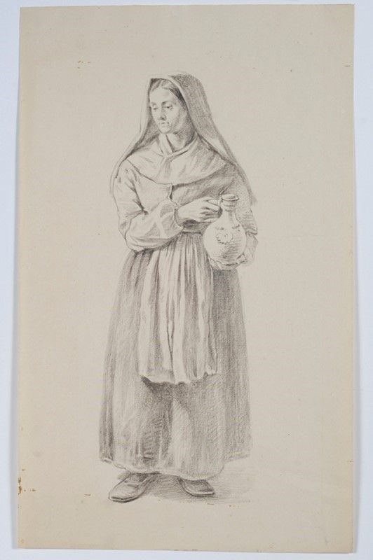 Scuola Lombarda, XIX sec. : Popolana  - Matita su carta - Auction Autori del XIX e XX sec. - I - Galleria Pananti Casa d'Aste