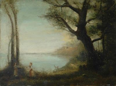 Paesaggio con Lago e Figure