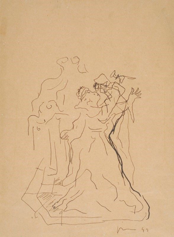 Lucio Fontana - Studio per ceramica, inchiostro su carta
