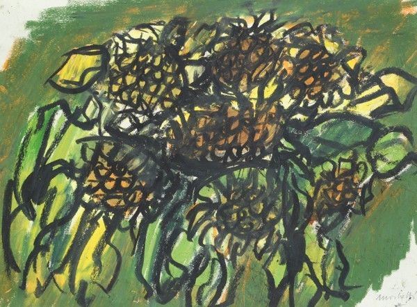 Ennio Morlotti : Girasoli  (1979)  - Pastello su carta - Auction Antiquariato - I - Galleria Pananti Casa d'Aste