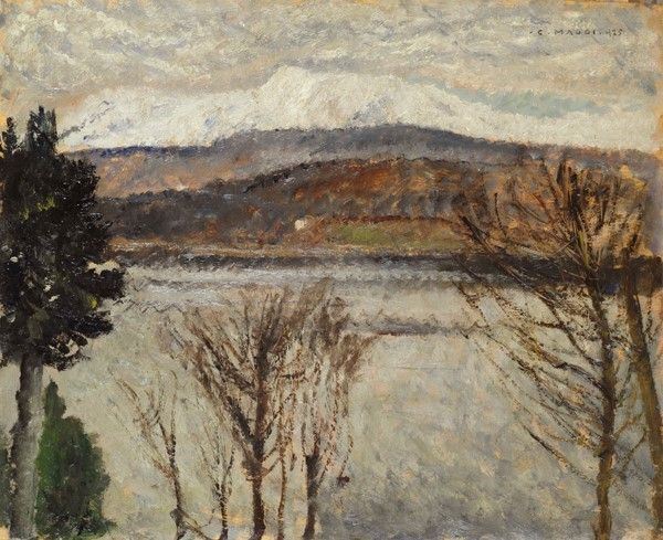 Cesare Maggi : Paesaggio lacustre  (1925)  - Olio su compensato - Auction Autori del XIX e XX sec. - I - Galleria Pananti Casa d'Aste