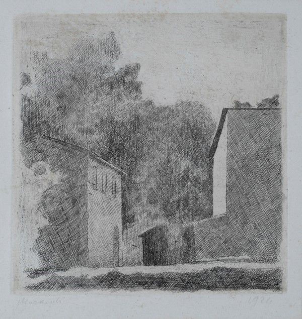 Giorgio Morandi : Paesaggio (Chiesanuova)  (1924)  - Acquaforte - Auction Autori del XIX e XX sec. - I - Galleria Pananti Casa d'Aste