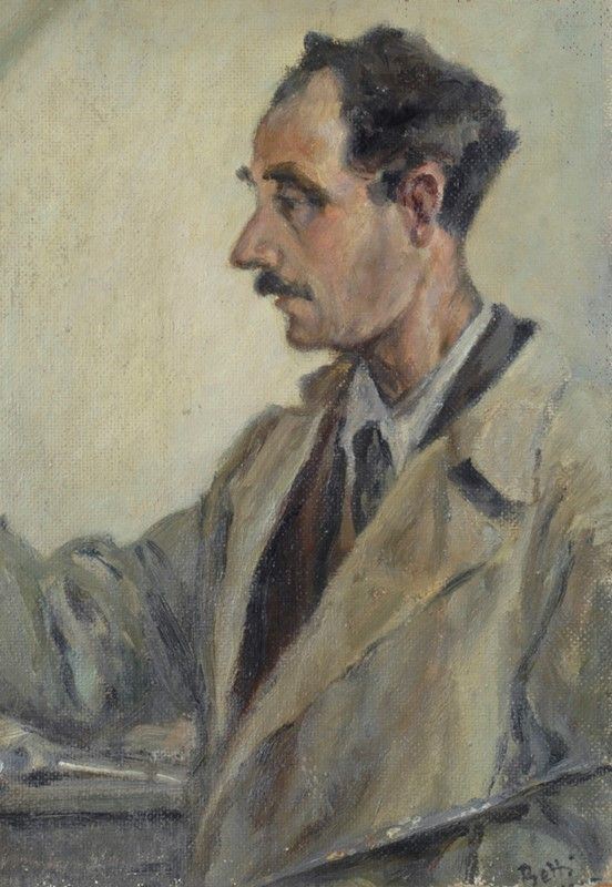 Dario Betti : Ritratto di Pietro Parigi  - Olio su faesite - Asta Autori del XIX e XX sec. - I - Galleria Pananti Casa d'Aste