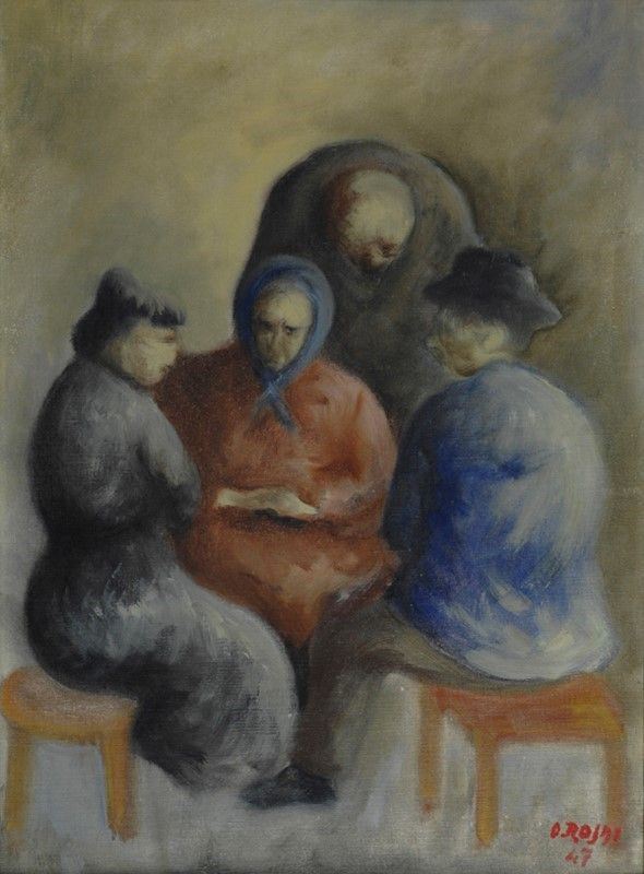 Ottone Rosai : Quattro figure  (1947)  - Olio su tela - Asta Autori del XIX e XX sec. - I - Galleria Pananti Casa d'Aste
