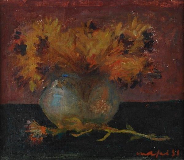 Mario Mafai : Vaso con fiori  (1955)  - Olio su tela - Auction Autori del XIX e XX sec. - I - Galleria Pananti Casa d'Aste