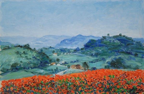 Rutilio Muti : Mugello  (1987)  - Olio su compensato - Auction Autori del XIX e XX sec. - I - Galleria Pananti Casa d'Aste