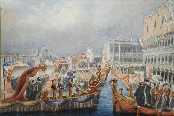 Pasquale Mattei - Entrata di Vittorio Emanuele II a Venezia