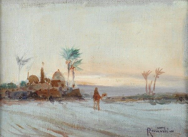 Oscar Ricciardi : Paesaggio orientale  - Olio su tela - Auction Autori del XIX e XX sec. - I - Galleria Pananti Casa d'Aste