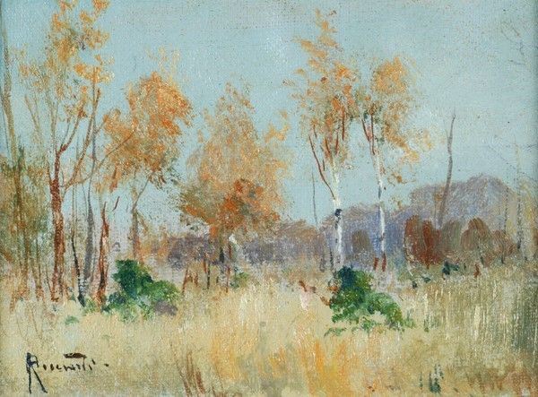 Oscar Ricciardi : Paesaggio  - Olio su tela - Asta Autori del XIX e XX sec. - I - Galleria Pananti Casa d'Aste
